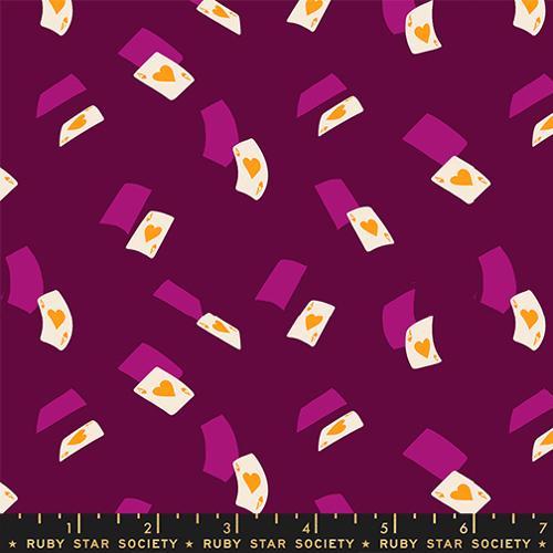 Hello Alice Purple Velvet Falling Aces Cotton 43"/44" Fabric Per Yard - Prismatic Fiber Arts