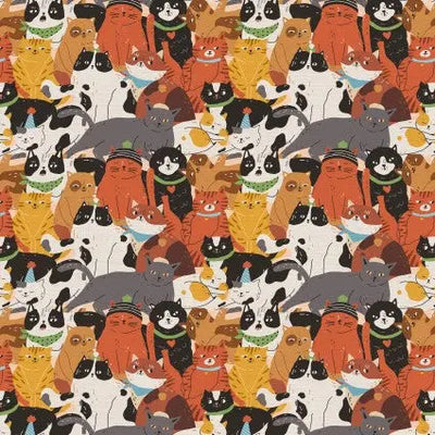 Here Kitty, Kitty Cat Faces 43"/44" Fabric Per Yard - Prismatic Fiber Arts