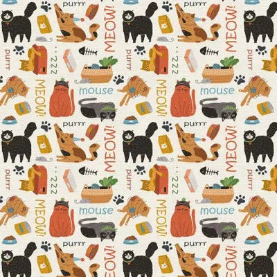 Here Kitty, Kitty Meow 43"/44" Fabric Per Yard - Prismatic Fiber Arts