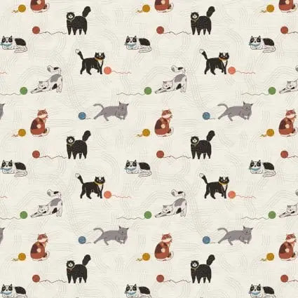 Here Kitty, Kitty Play Time 43"/44" Fabric Per Yard - Prismatic Fiber Arts