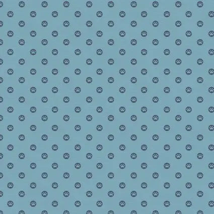 Here Kitty, Kitty Polka Paws Blue 43"/44" Fabric Per Yard - Prismatic Fiber Arts