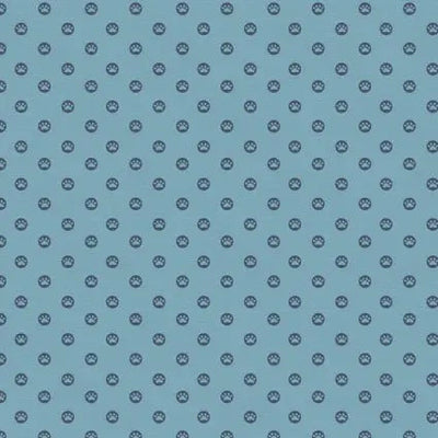 Here Kitty, Kitty Polka Paws Blue 43"/44" Fabric Per Yard - Prismatic Fiber Arts