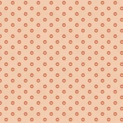 Here Kitty, Kitty Polka Paws Orange 43"/44" Fabric Per Yard - Prismatic Fiber Arts