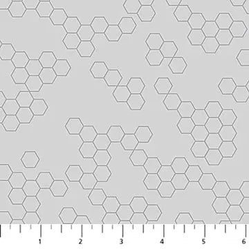 Hexies Gray Pigment Dewfall Cotton 44"/45" Fabric Per Yard - Prismatic Fiber Arts