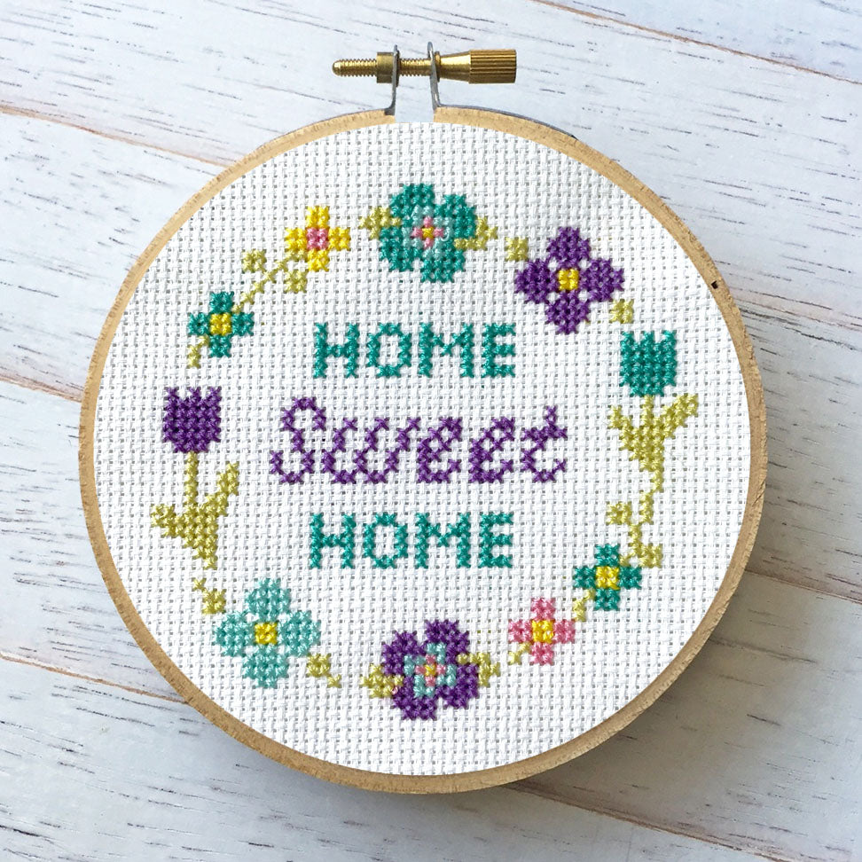 Floral Home Sweet Home Spring Cross Stitch Kit - Prismatic Fiber Arts