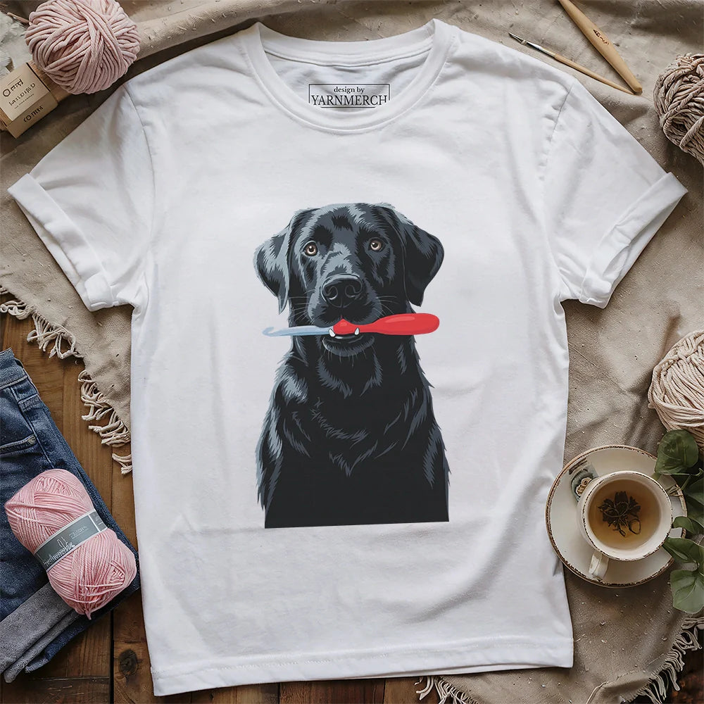 Hooked Pup T-shirt - Prismatic Fiber Arts