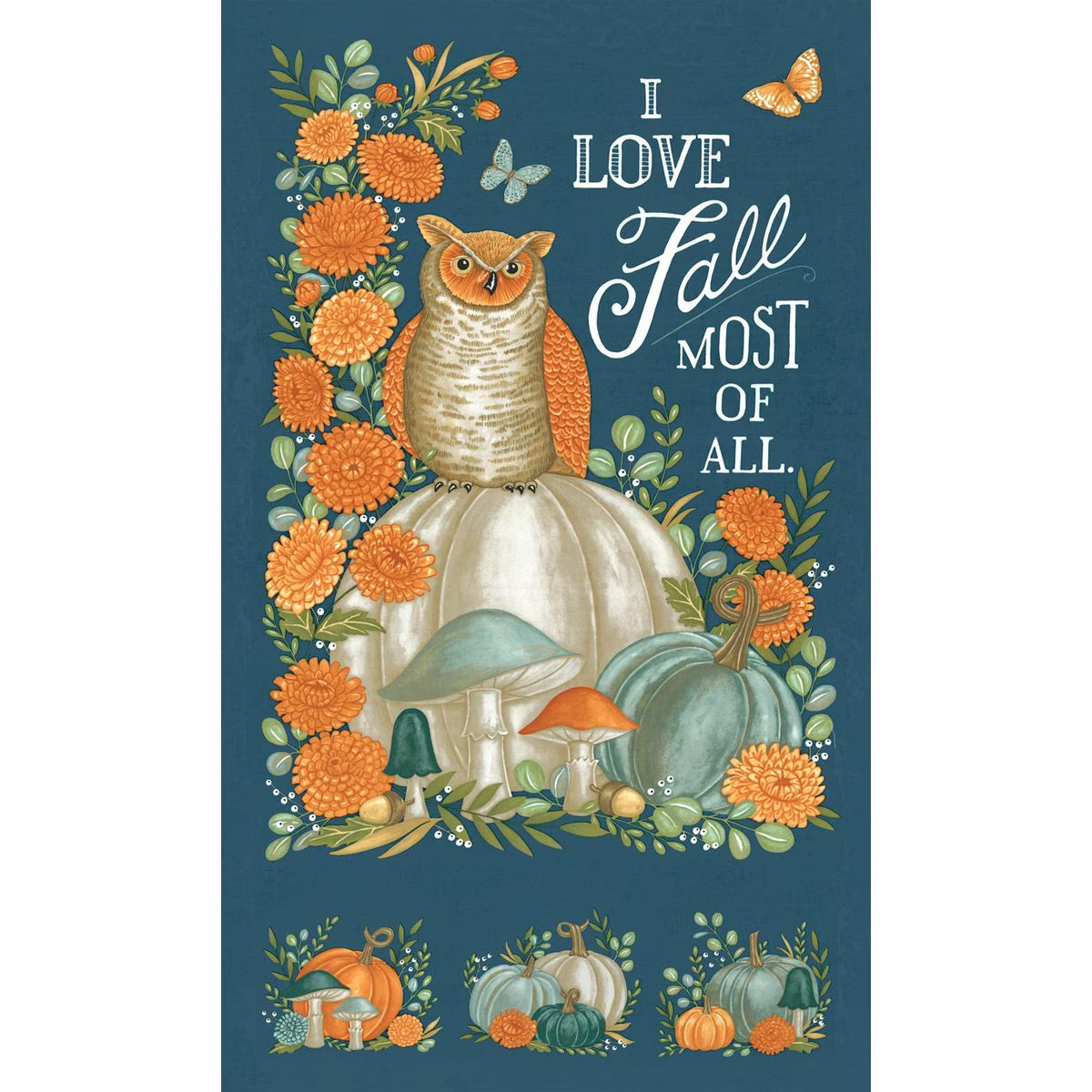 I Love Fall Most of All Harvest Night Panel 24"x44" - Prismatic Fiber Arts