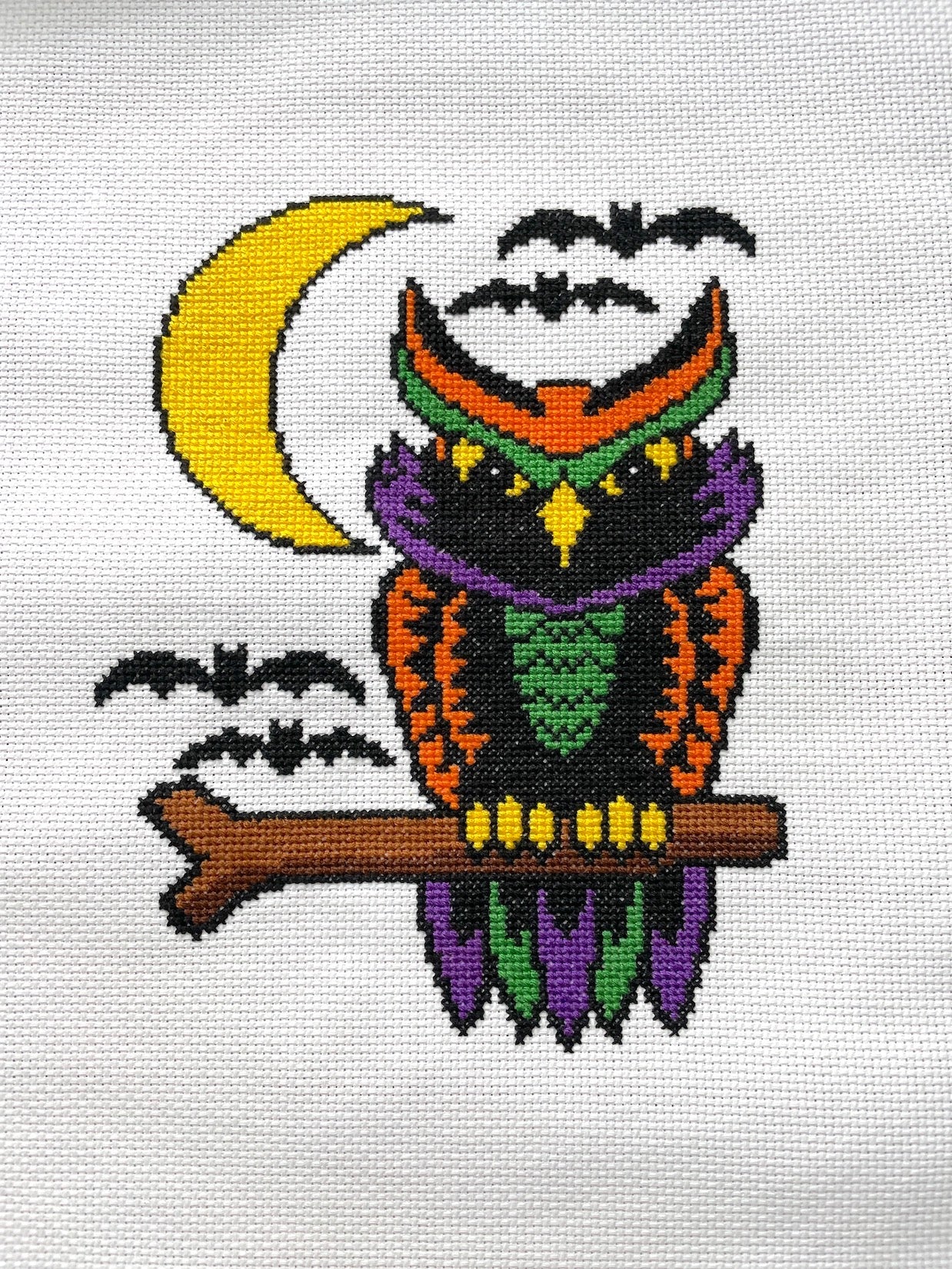 Halloween Owl Counted Cross Stitch DIY KIT - Prismatic Fiber Arts
