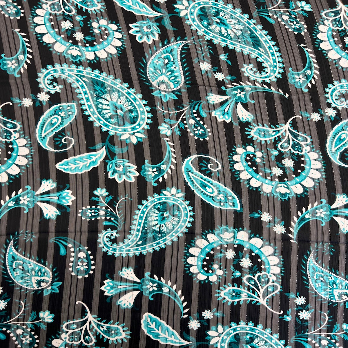 Paisley Print Metallic Stripe Chiffon Fabric - Prismatic Fiber Arts