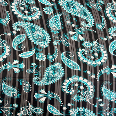 Paisley Print Metallic Stripe Chiffon Fabric - Prismatic Fiber Arts