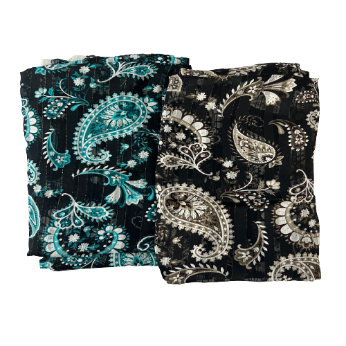 Paisley Print Metallic Stripe Chiffon Fabric - Prismatic Fiber Arts