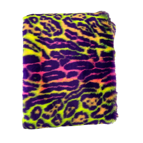 Multicolor Rainbow Leopard Print Faux Fur Fabric - Prismatic Fiber Arts
