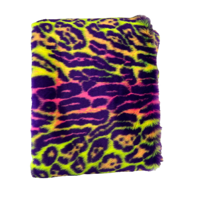 Multicolor Rainbow Leopard Print Faux Fur Fabric - Prismatic Fiber Arts