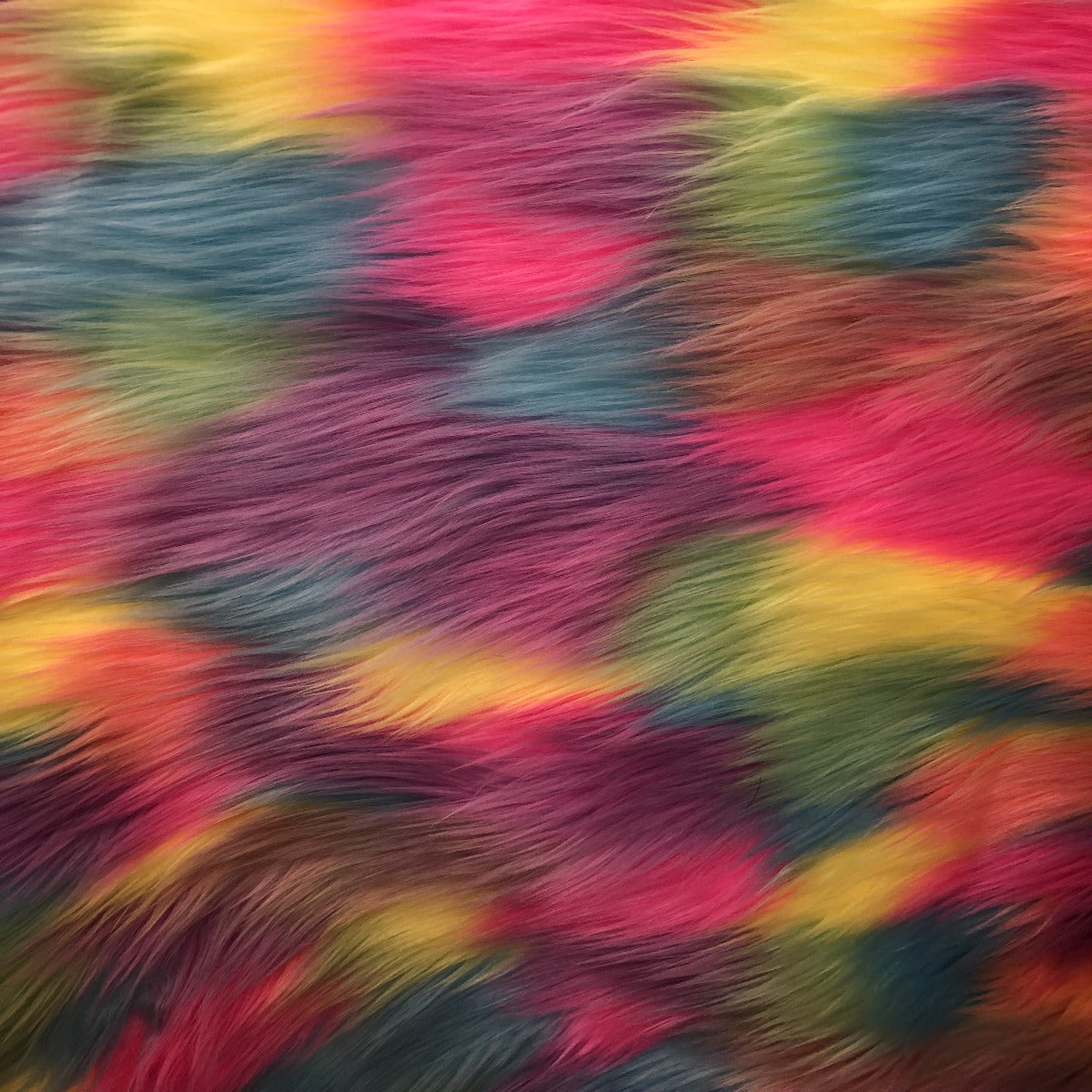 Pastel Rainbow Patchwork Faux Fur Fabric - Prismatic Fiber Arts