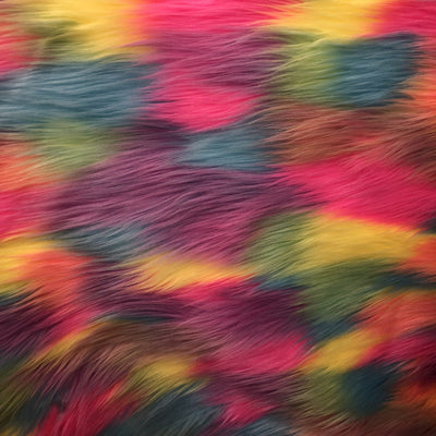 Pastel Rainbow Patchwork Faux Fur Fabric - Prismatic Fiber Arts