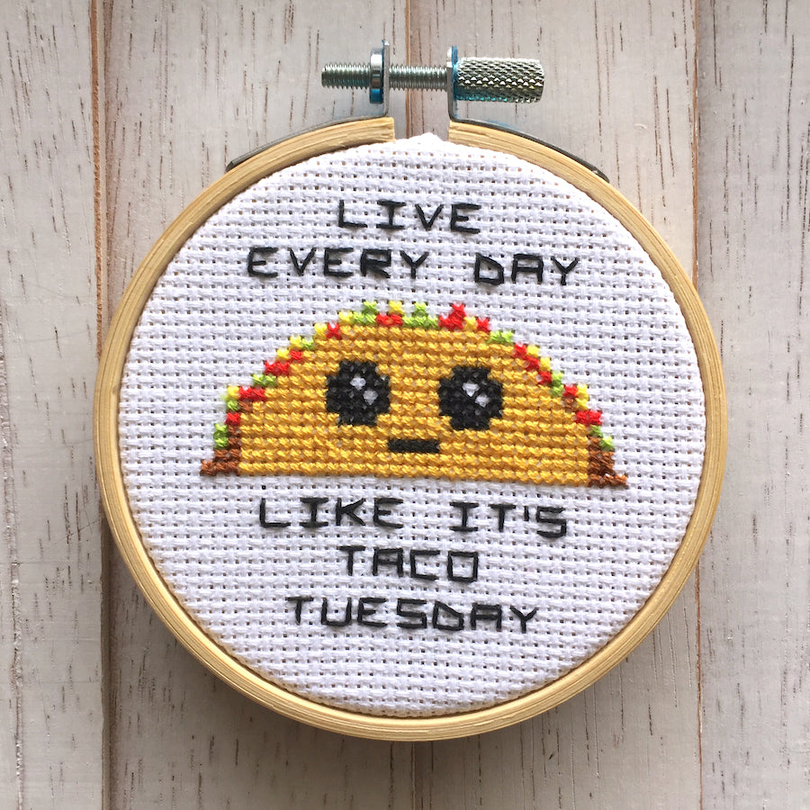 Taco Tuesday Counted Cross Stitch DIY KIT - Prismatic Fiber Arts