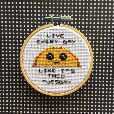 Taco Tuesday Counted Cross Stitch DIY KIT - Prismatic Fiber Arts