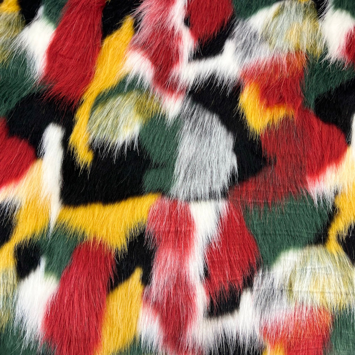 Multicolor Patchwork Faux Fur Fabric - Prismatic Fiber Arts