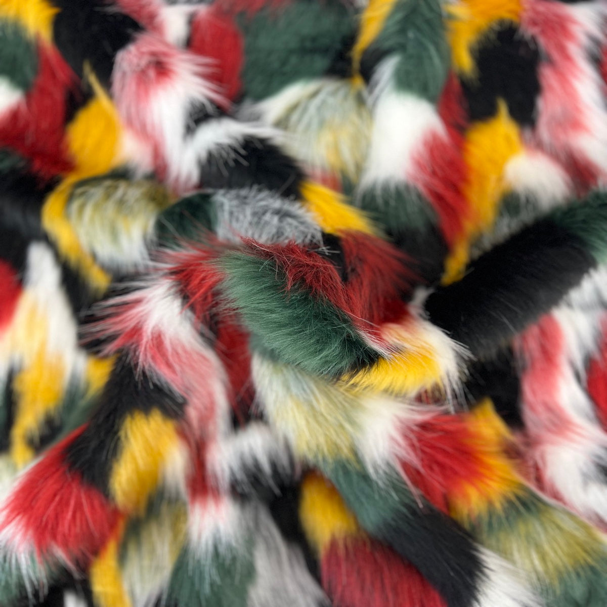 Multicolor Patchwork Faux Fur Fabric - Prismatic Fiber Arts