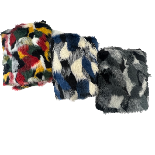 Multicolor Patchwork Faux Fur Fabric - Prismatic Fiber Arts