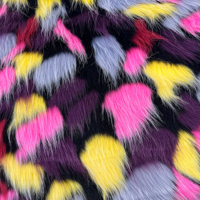 Puzzled Multicolor Faux Fur Fabric - Prismatic Fiber Arts