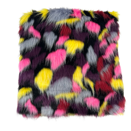 Puzzled Multicolor Faux Fur Fabric - Prismatic Fiber Arts
