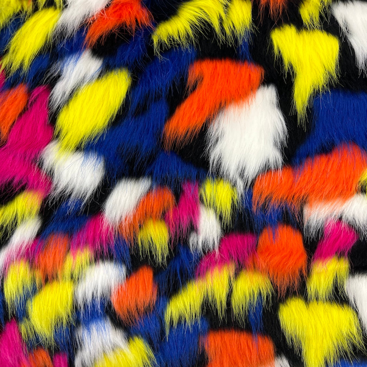 Puzzled Multicolor Faux Fur Fabric - Prismatic Fiber Arts
