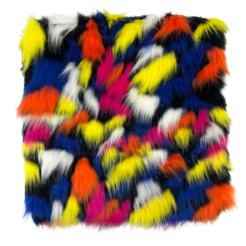 Puzzled Multicolor Faux Fur Fabric - Prismatic Fiber Arts