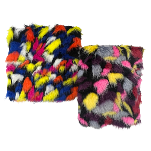 Puzzled Multicolor Faux Fur Fabric - Prismatic Fiber Arts