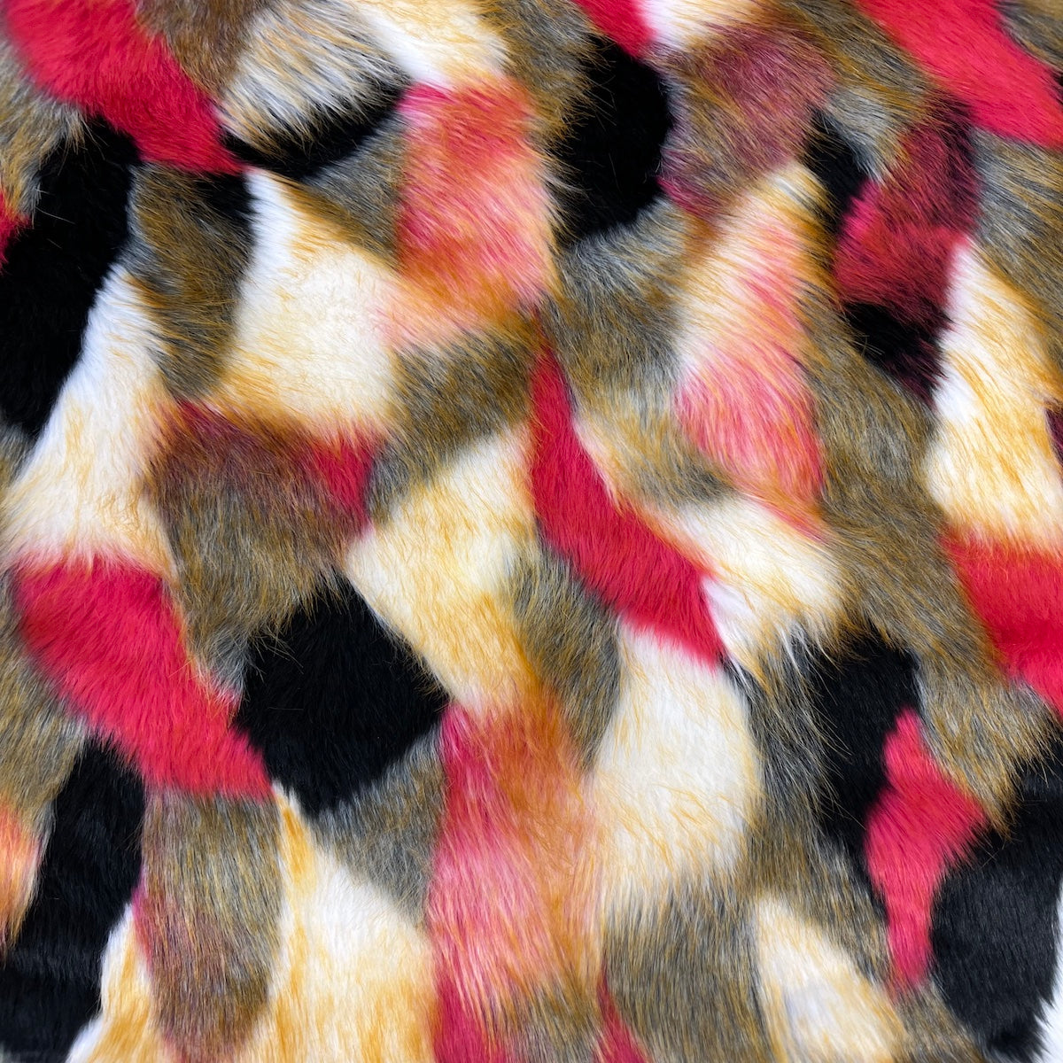 Multicolor Patchwork Faux Fur Fabric - Prismatic Fiber Arts