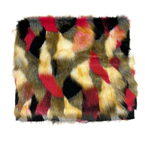 Multicolor Patchwork Faux Fur Fabric - Prismatic Fiber Arts