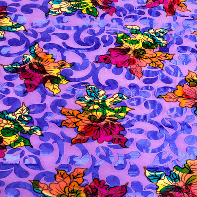 Bombay Multicolor Floral Burnout Stretch Velvet Fabric - Prismatic Fiber Arts
