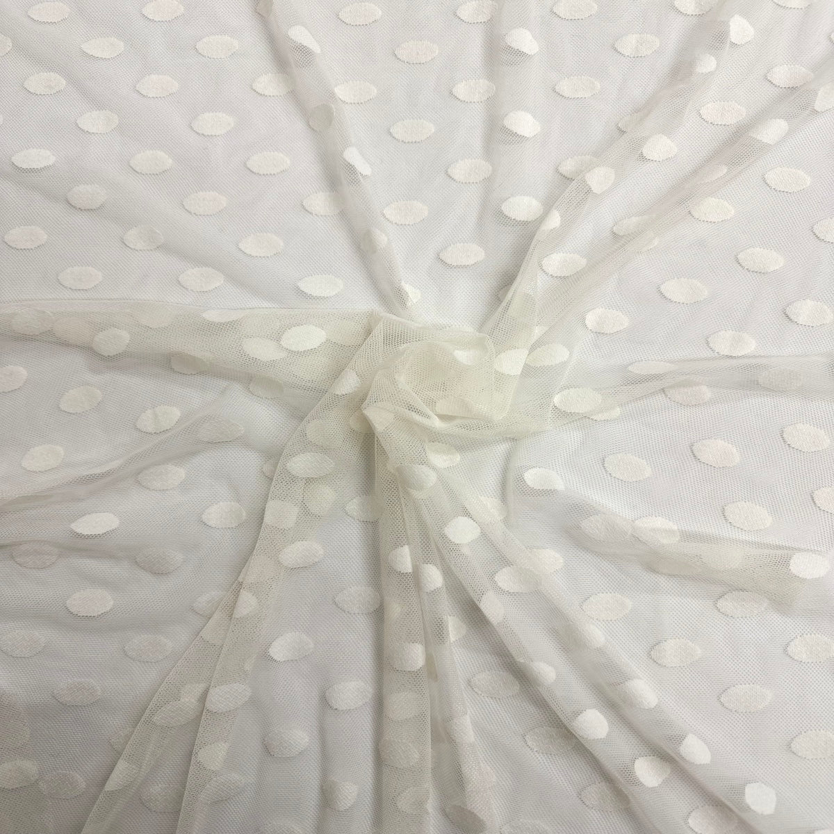 Flocked Polka Dot Mesh Fabric