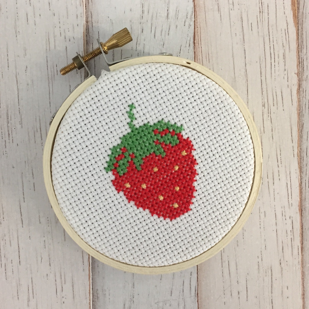 Strawberry Counted Cross Stitch DIY Kit - Prismatic Fiber Arts