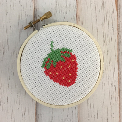Strawberry Counted Cross Stitch DIY Kit - Prismatic Fiber Arts