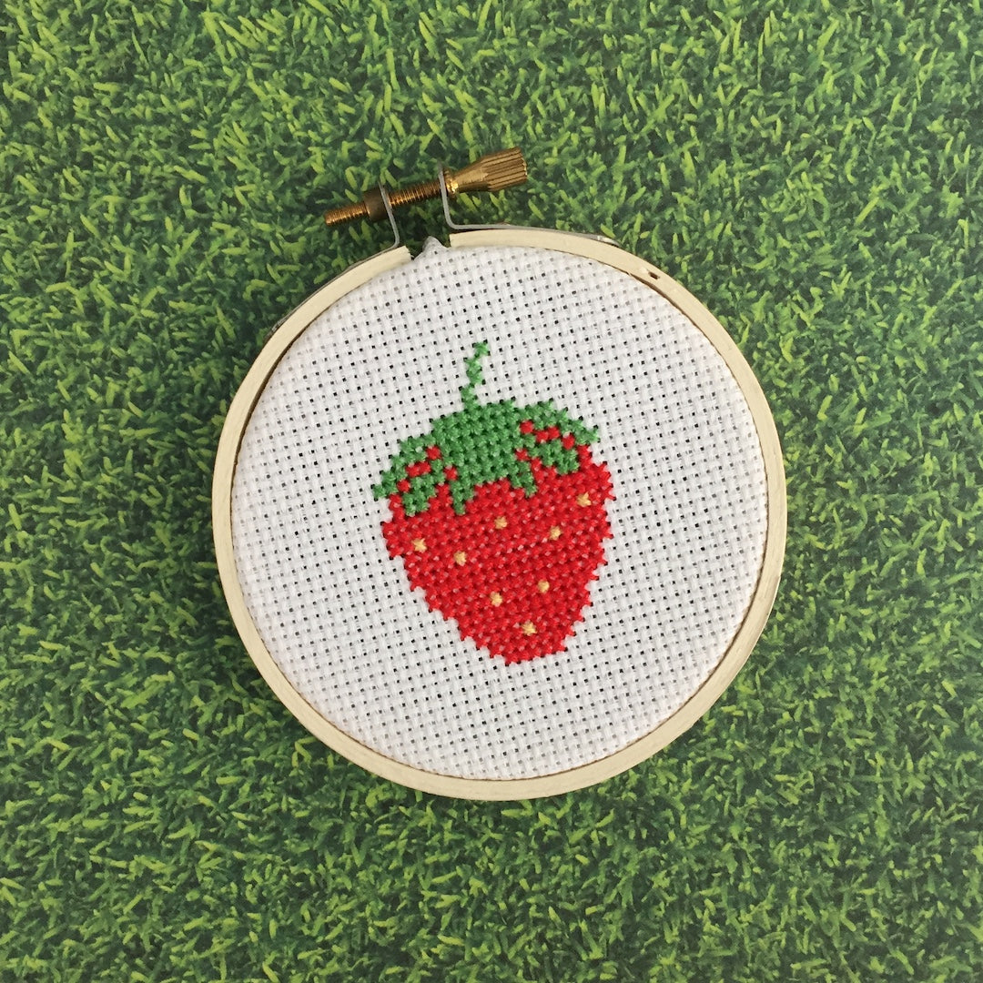 Strawberry Counted Cross Stitch DIY Kit - Prismatic Fiber Arts