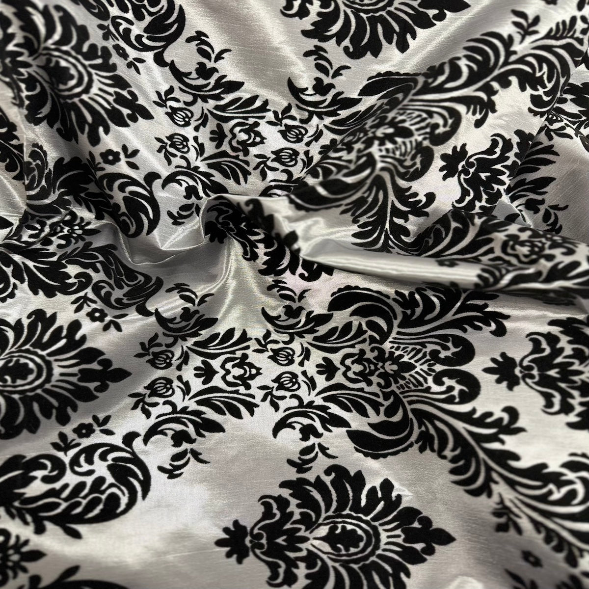 Damask Flocked Taffeta Fabric