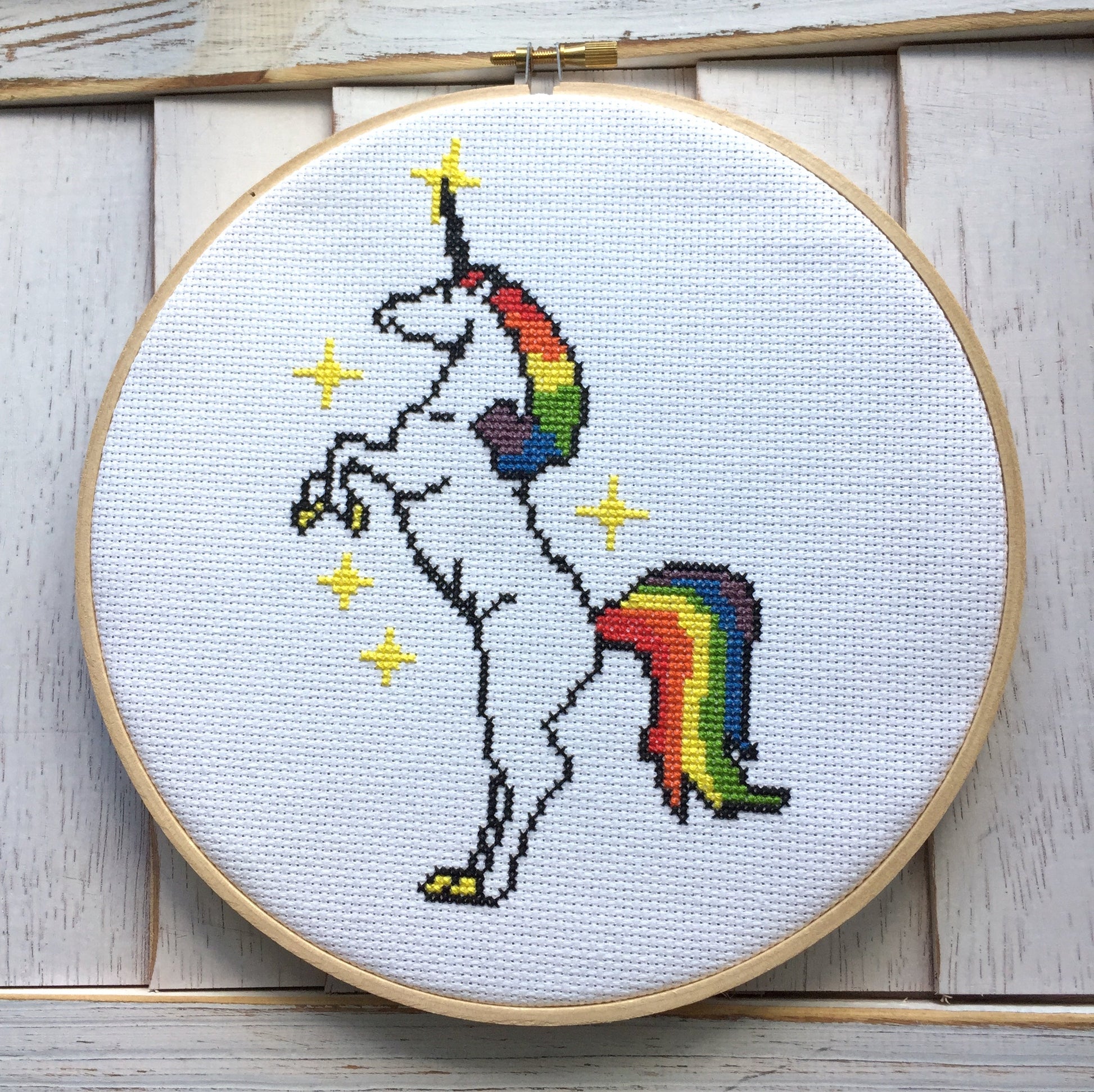 Unicorn Colorful Counted Cross Stitch DIY Kit - Prismatic Fiber Arts