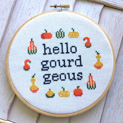 Hello Gourdgeous Counted Cross Stitch DIY KIT Intermediate - Prismatic Fiber Arts