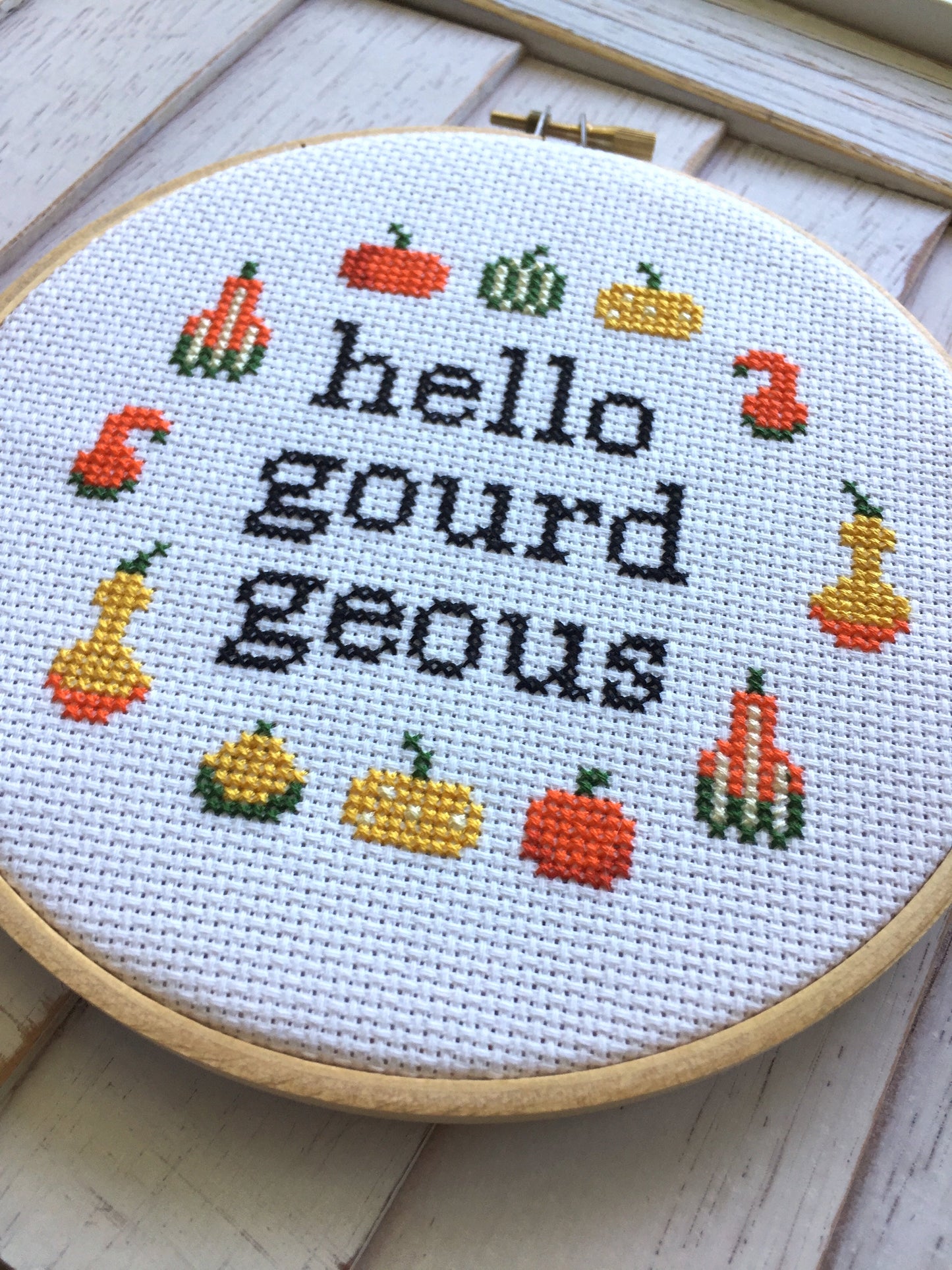 Hello Gourdgeous Counted Cross Stitch DIY KIT Intermediate - Prismatic Fiber Arts
