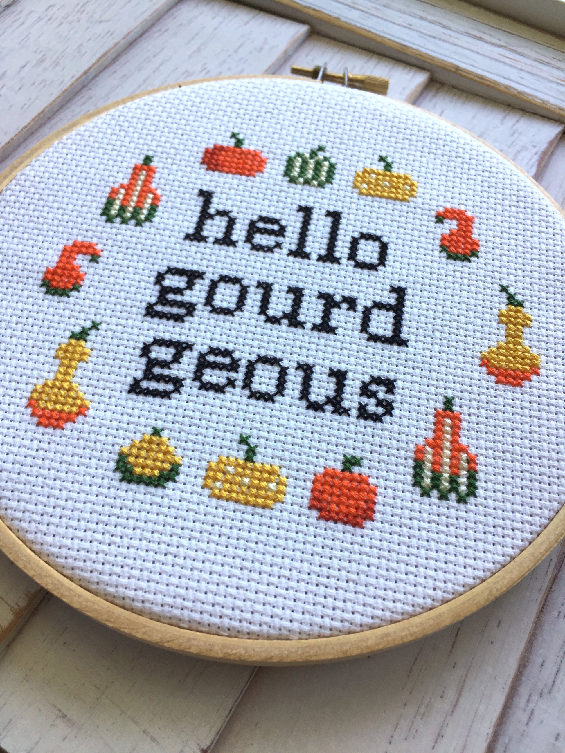 Hello Gourdgeous Counted Cross Stitch DIY KIT Intermediate - Prismatic Fiber Arts