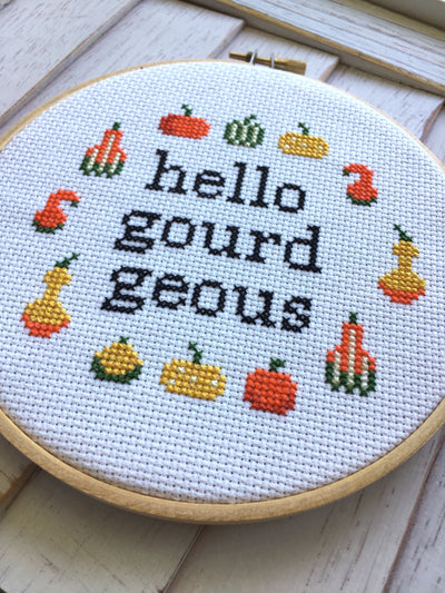 Hello Gourdgeous Counted Cross Stitch DIY KIT Intermediate - Prismatic Fiber Arts
