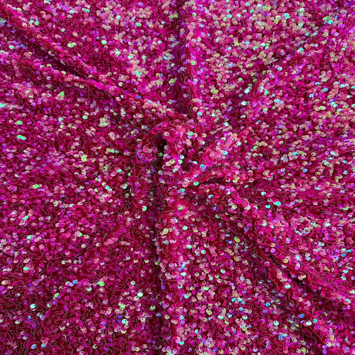 Sequins Embroidered Stretch Velvet Rodeo Fabric - Prismatic Fiber Arts