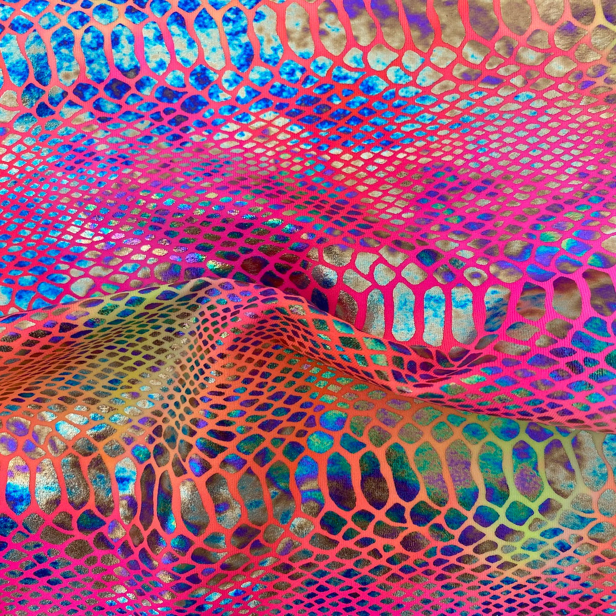Holographic Tie Dye Taipan Snake Skin Nylon Spandex Fabric - Prismatic Fiber Arts