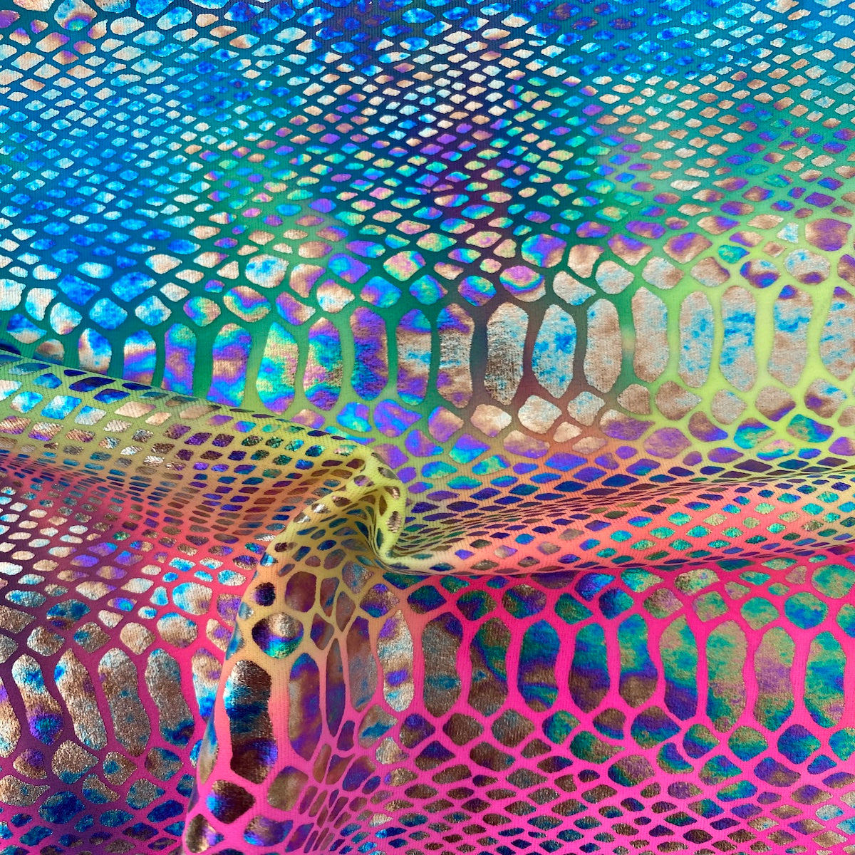 Holographic Tie Dye Taipan Snake Skin Nylon Spandex Fabric - Prismatic Fiber Arts