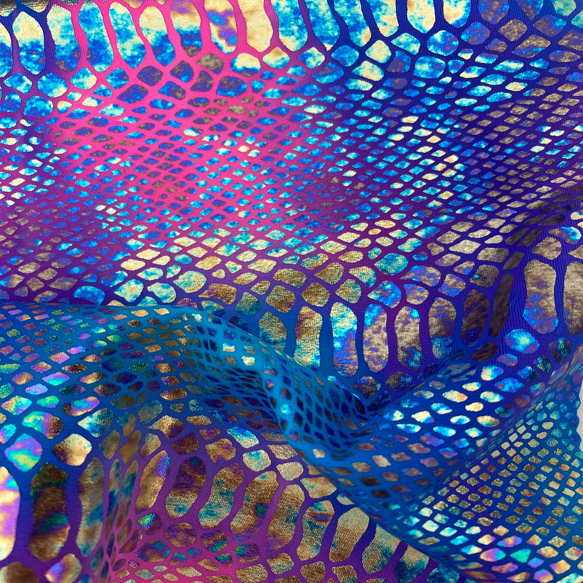 Holographic Tie Dye Taipan Snake Skin Nylon Spandex Fabric - Prismatic Fiber Arts