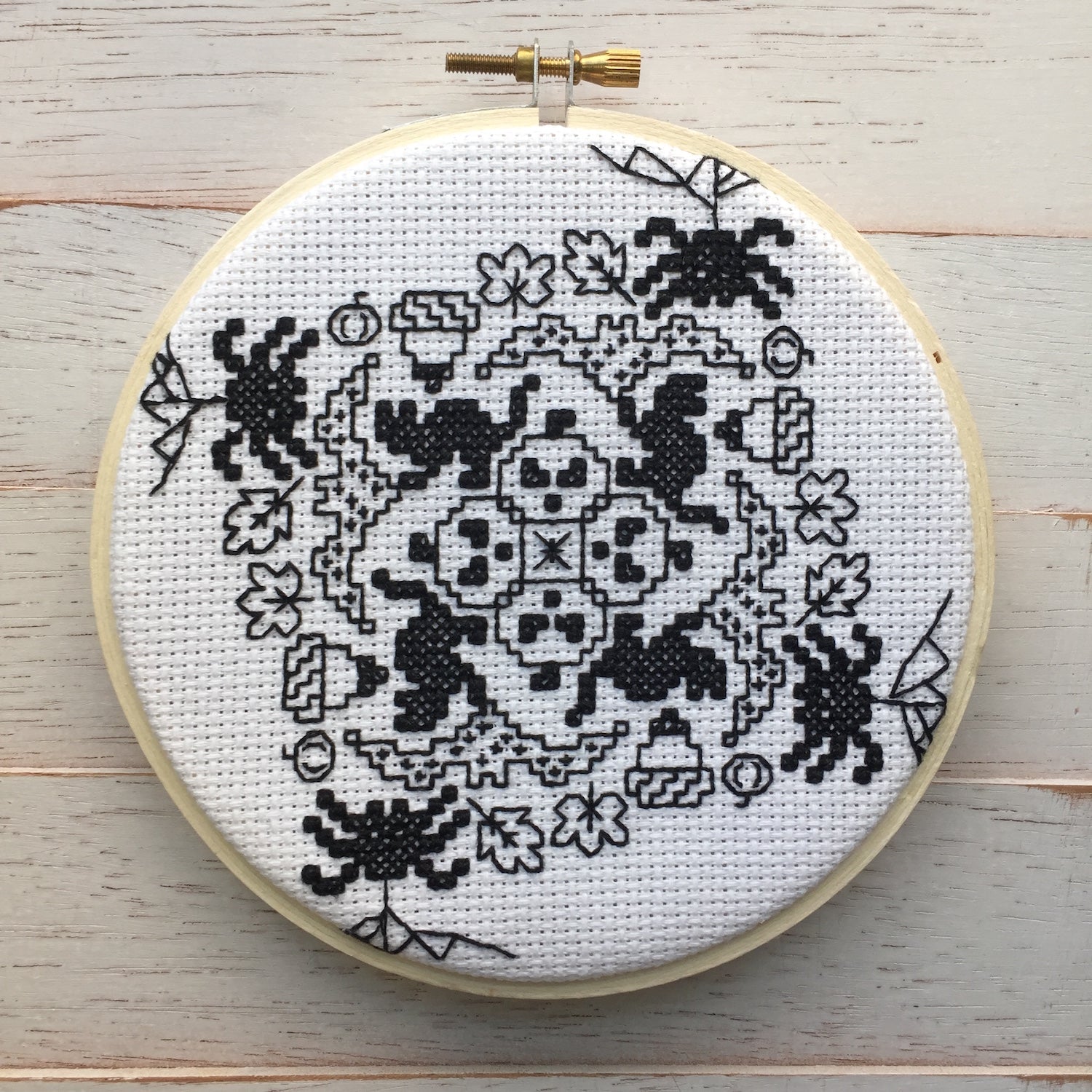 Blackwork Halloween Counted Cross Stitch DIY KIT - Prismatic Fiber Arts