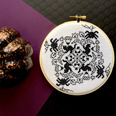 Blackwork Halloween Counted Cross Stitch DIY KIT - Prismatic Fiber Arts