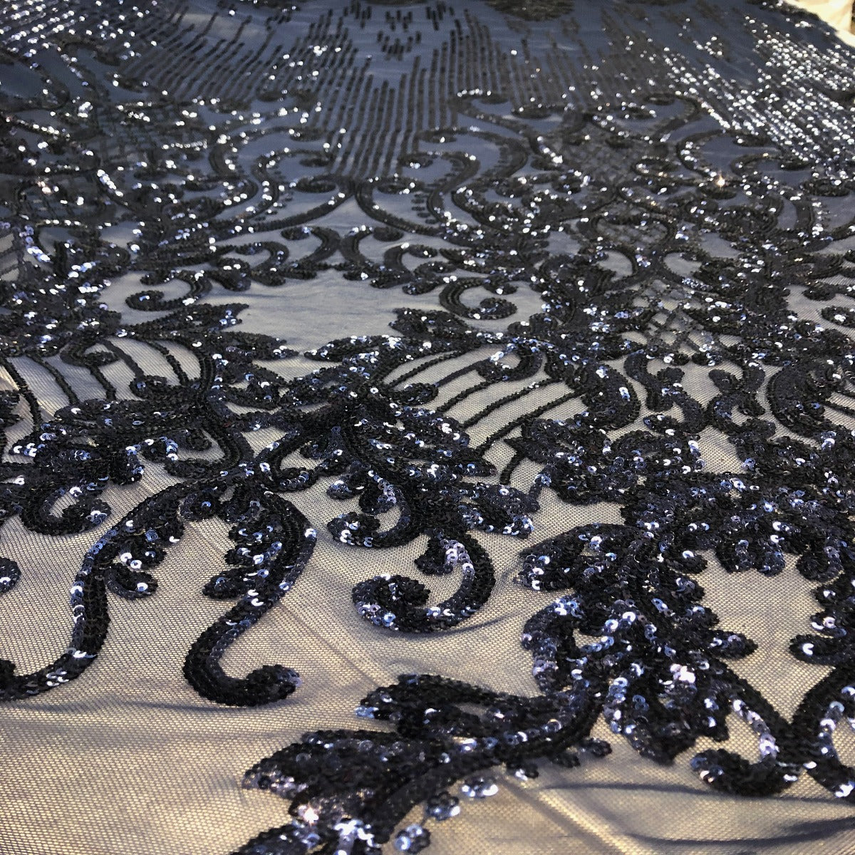 Alta Striped Damask Stretch Sequins Fabric