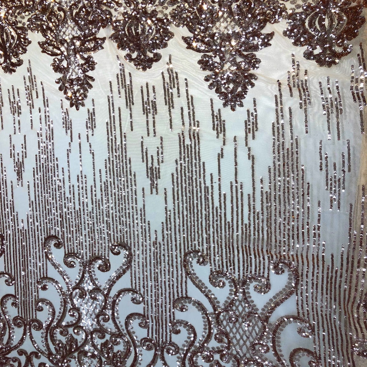 Alta Striped Damask Stretch Sequins Fabric